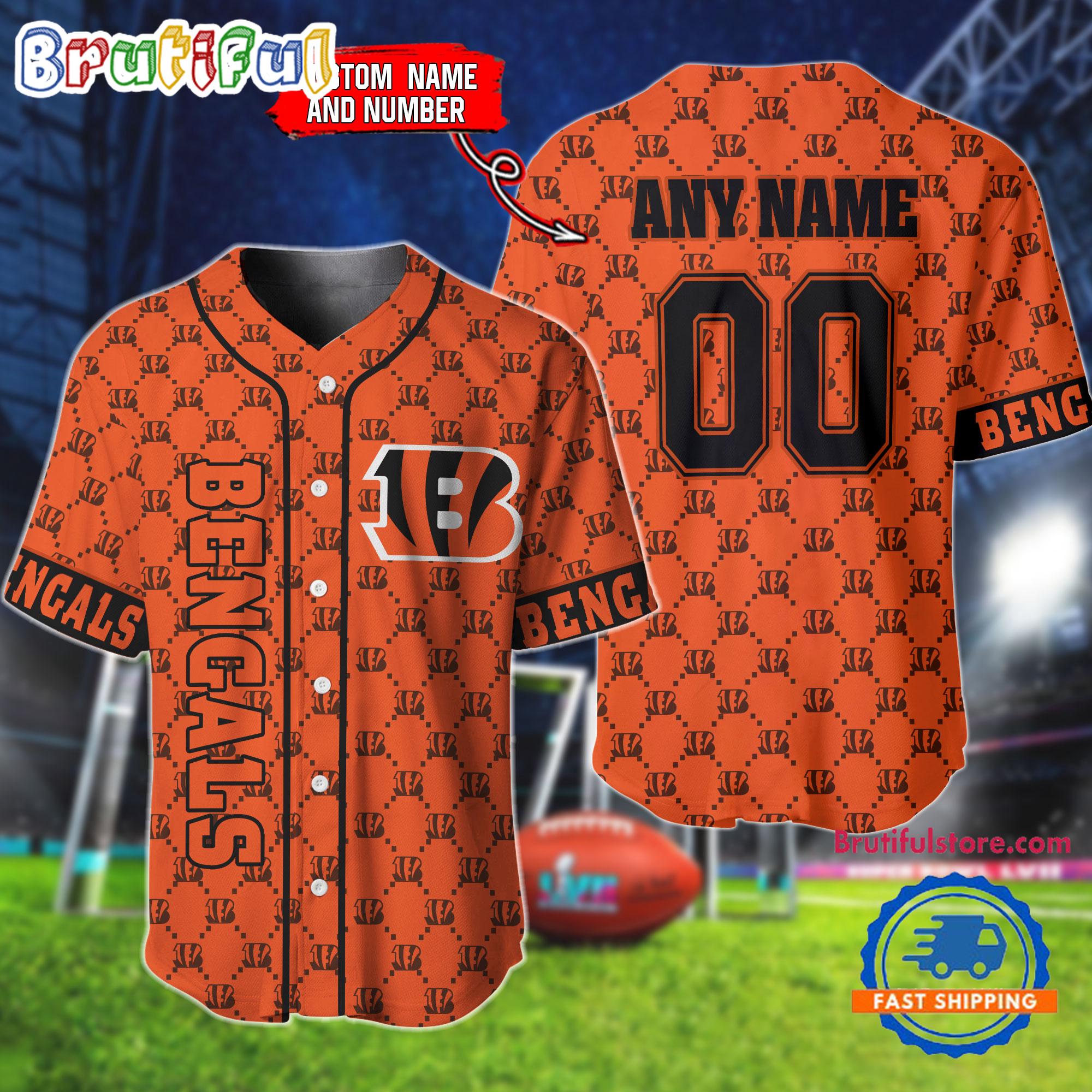 NFL Cincinnati Bengals Logo Team Hologram Pattern Design Baseball Jersey