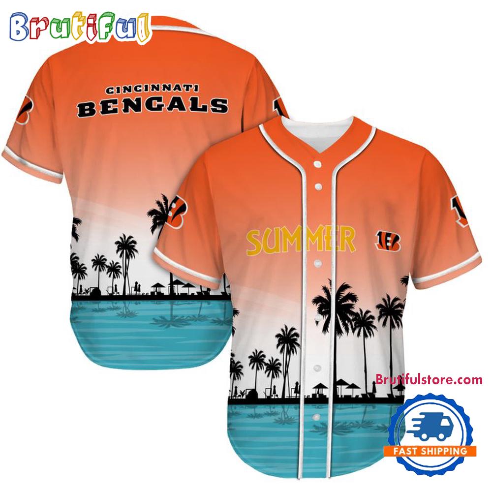 NFL Cincinnati Bengals Palm Trees Summer On The Beach Baseball Jersey