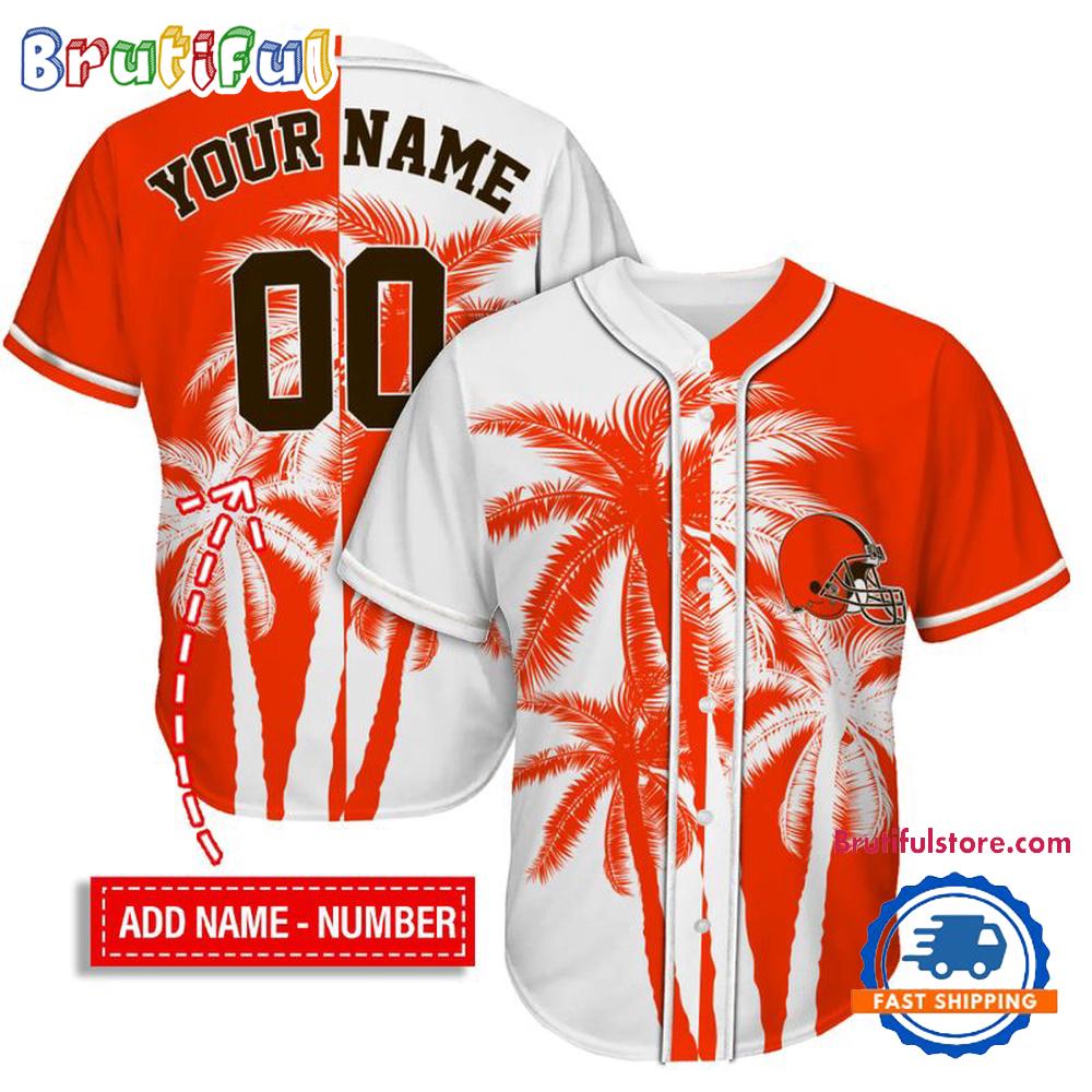 NFL Cleveland Browns Palm Trees Pattern Summer Personalized Baseball Jersey