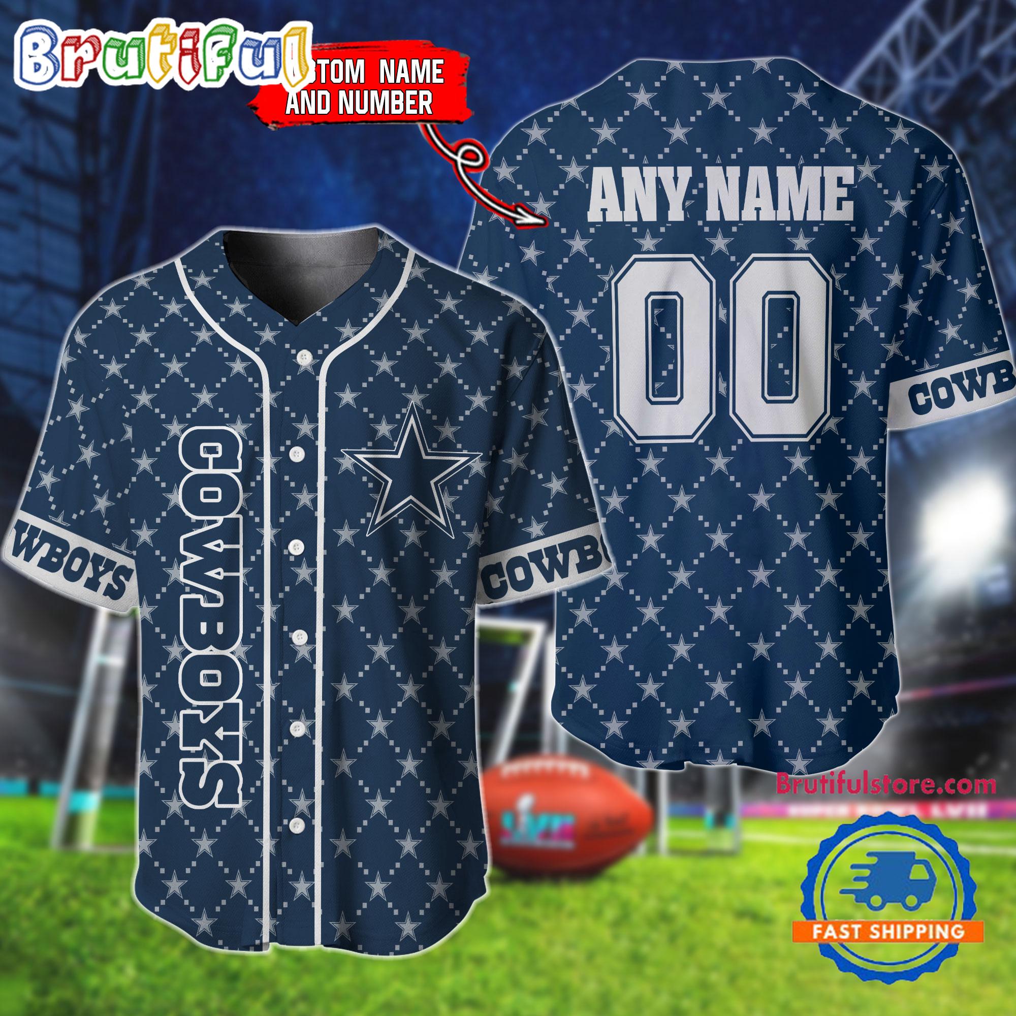 NFL Dallas Cowboys Logo Team Hologram Pattern Design Baseball Jersey