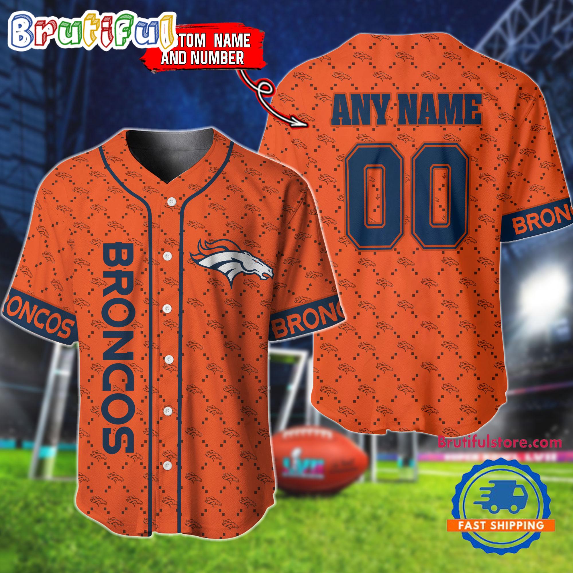 NFL Denver Broncos Logo Team Hologram Pattern Design Baseball Jersey