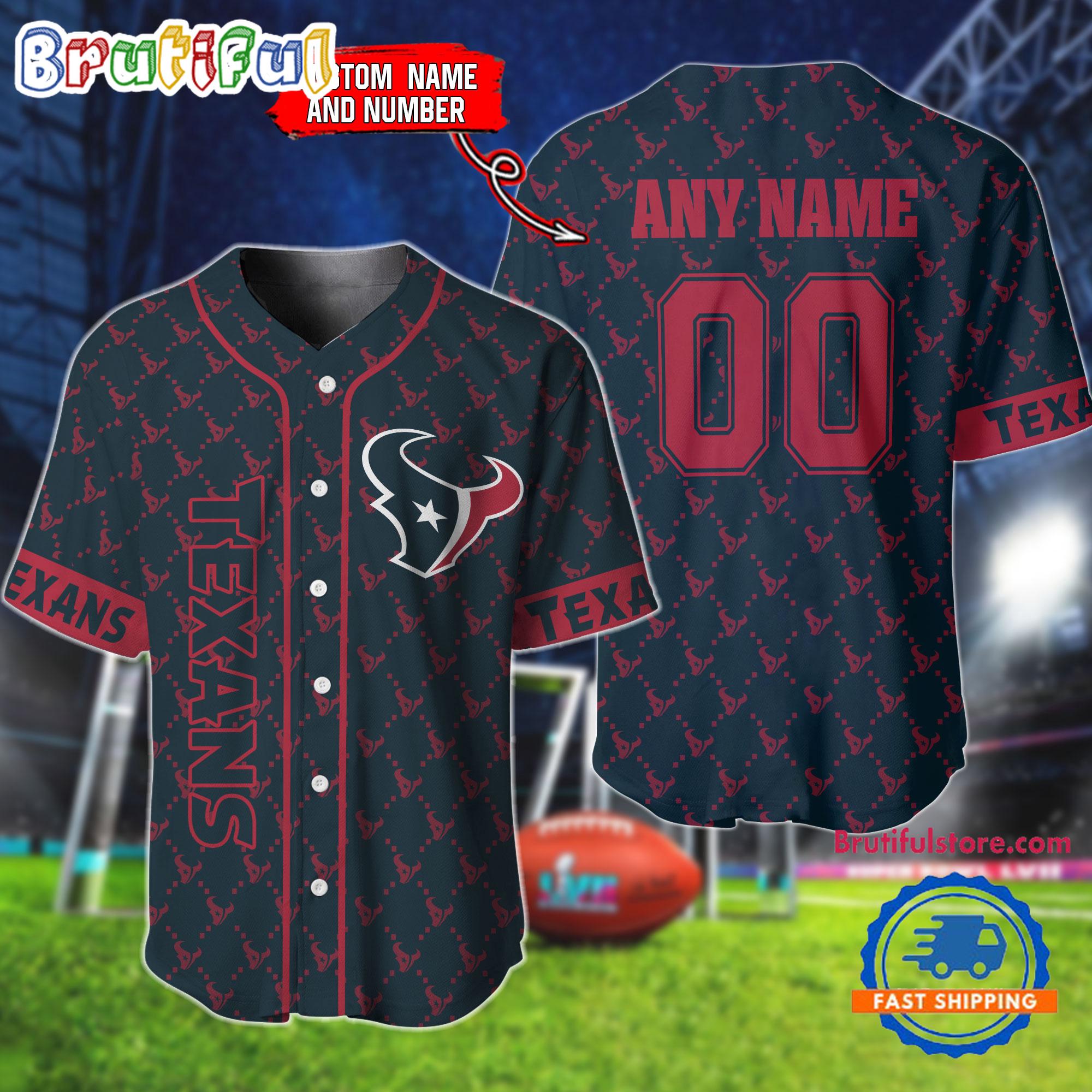 NFL Houston Texans Logo Team Hologram Pattern Design Baseball Jersey