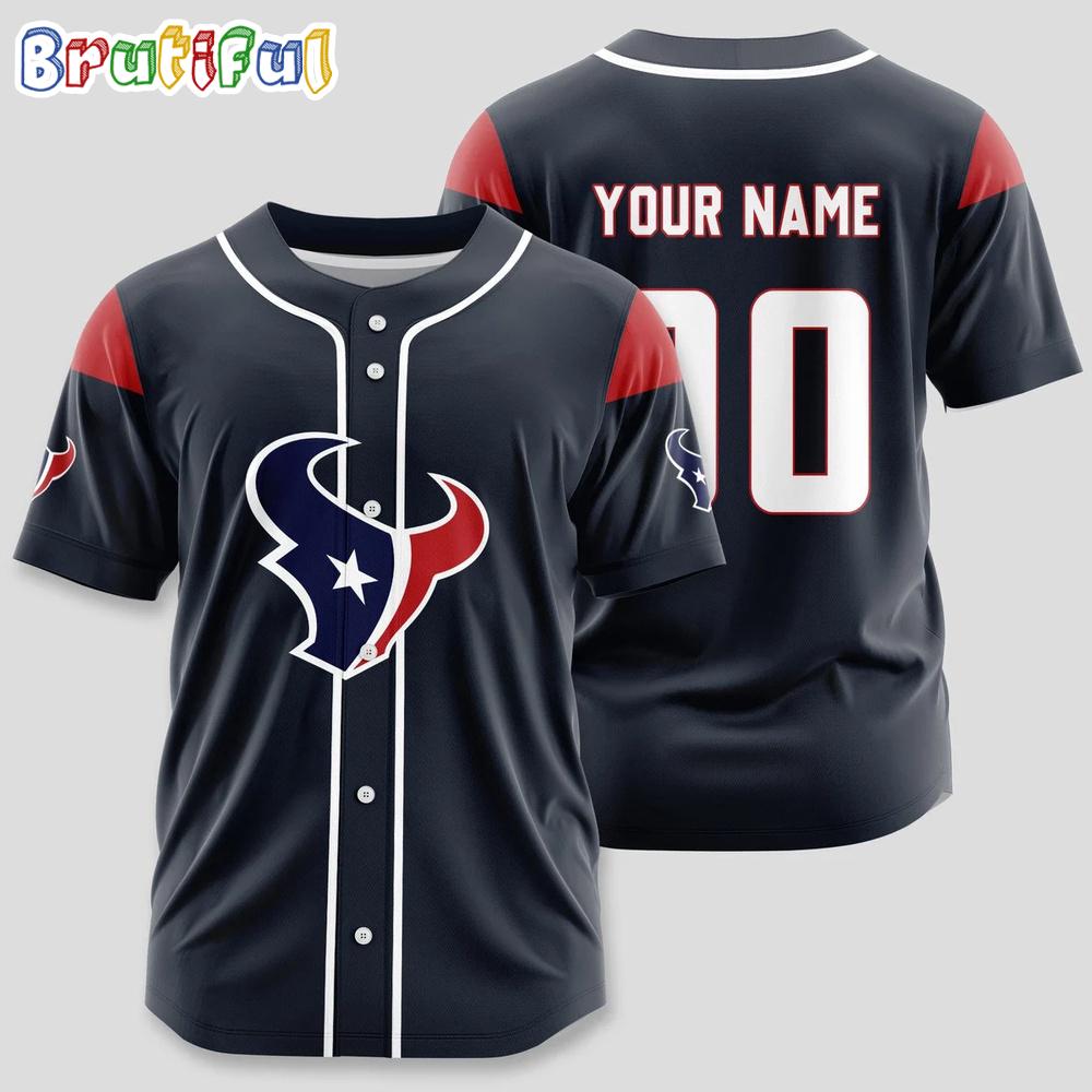 NFL Houston Texans Team Logo Custom Baseball Jersey