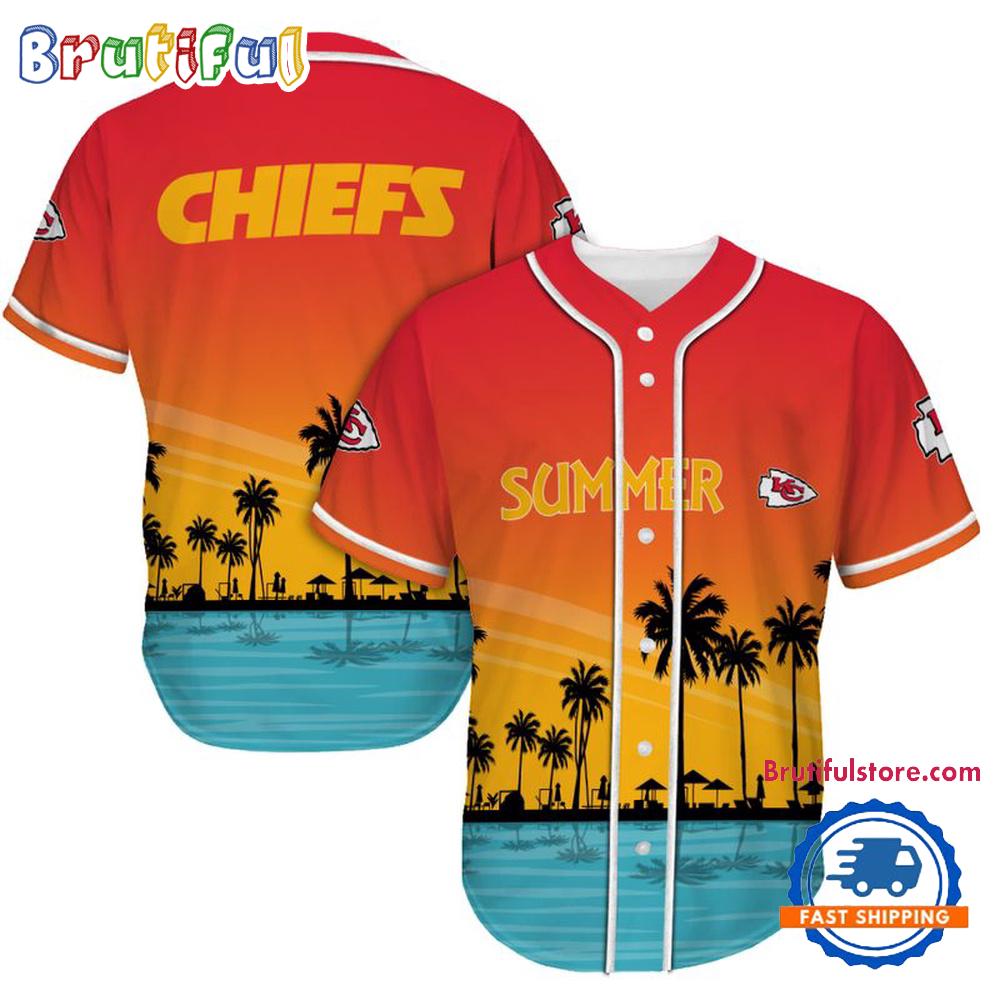 NFL Kansas City Chiefs Palm Trees Summer On The Beach Baseball Jersey