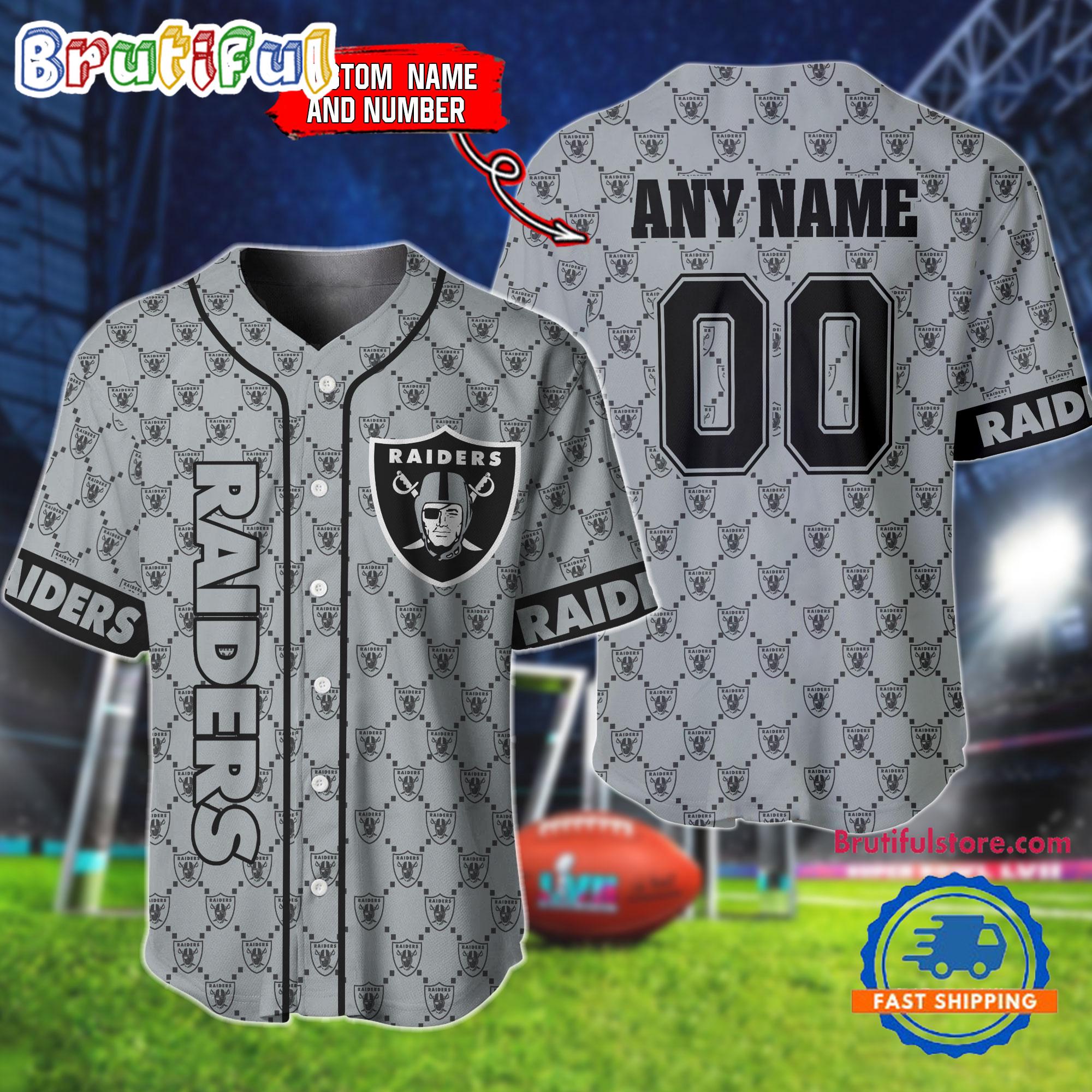 NFL Las Vegas Raiders Logo Team Hologram Pattern Design Baseball Jersey