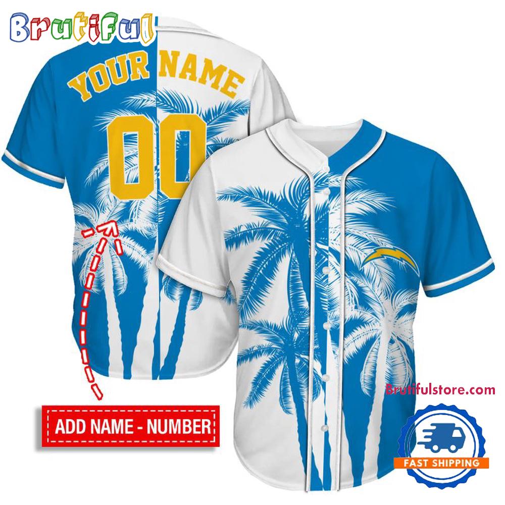 NFL Los Angeles Chargers Palm Trees Pattern Summer Personalized Baseball Jersey