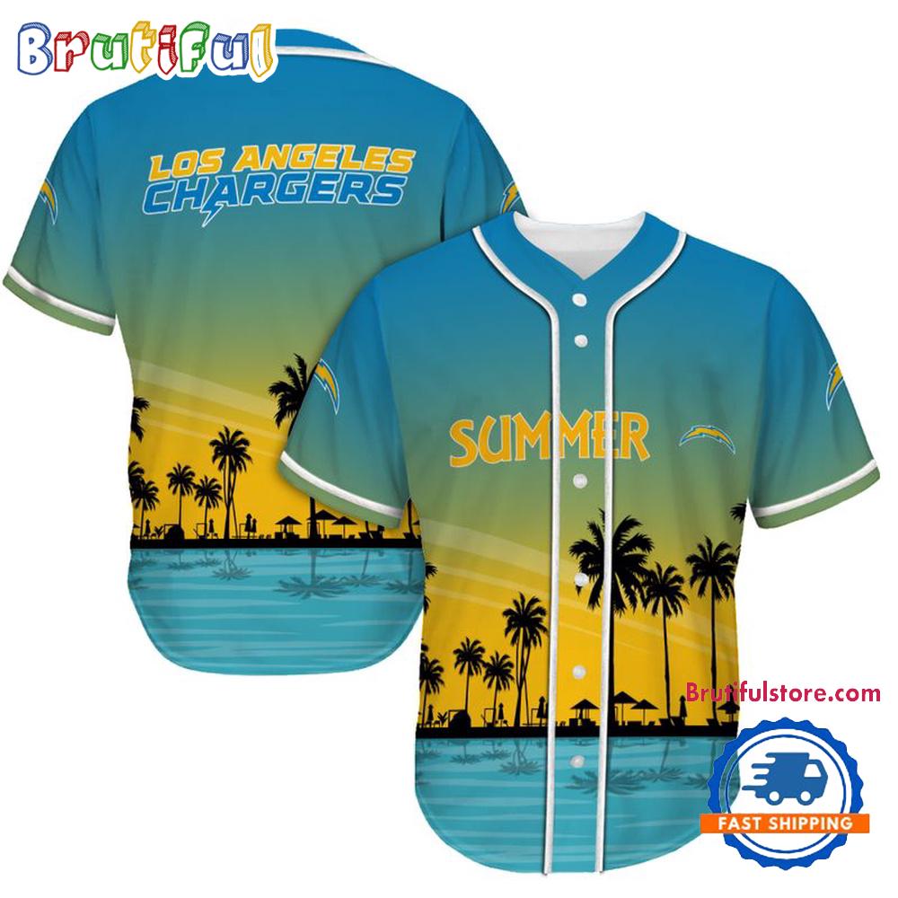 NFL Los Angeles Chargers Palm Trees Summer On The Beach Baseball Jersey