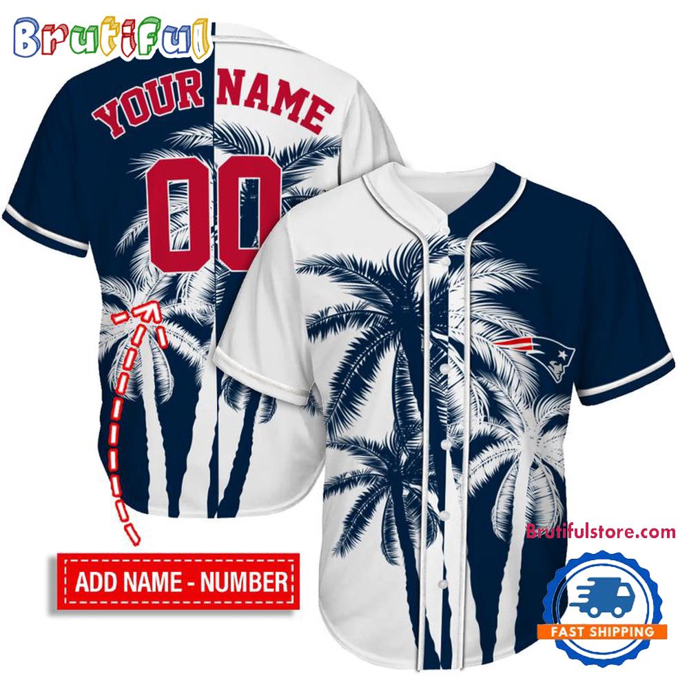 NFL New England Patriots Palm Trees Pattern Summer Personalized Baseball Jersey