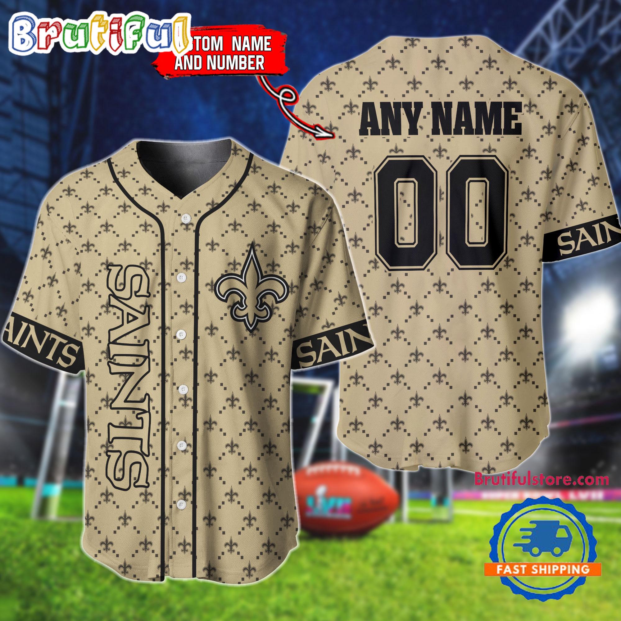 NFL New Orleans Saints Logo Team Hologram Pattern Design Baseball Jersey