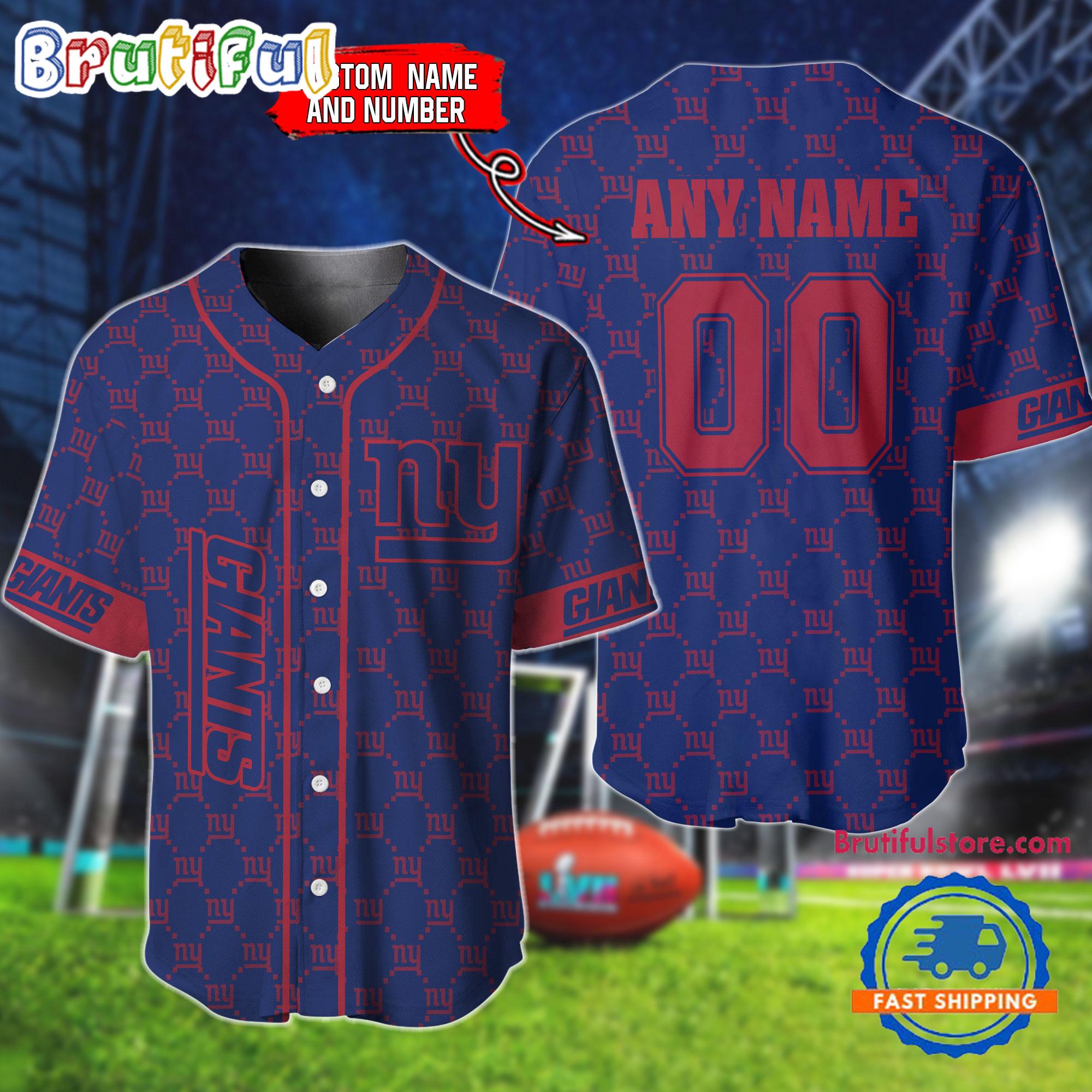 NFL New York Giants Logo Team Hologram Pattern Design Baseball Jersey