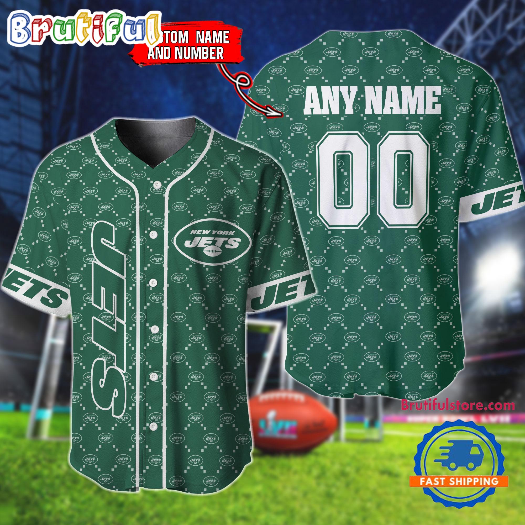 NFL New York Jets Logo Team Hologram Pattern Design Baseball Jersey