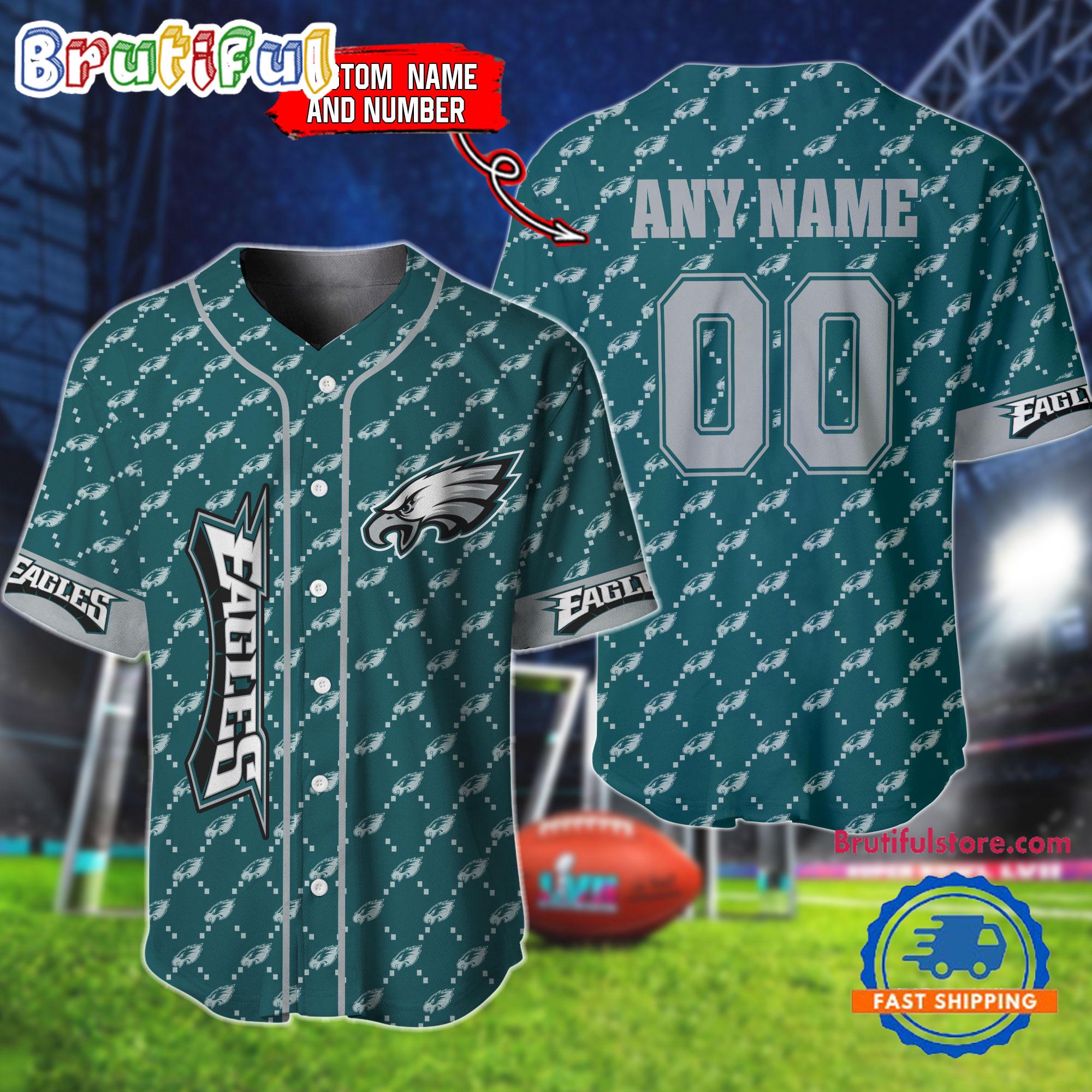 NFL Philadelphia Eagles Logo Team Hologram Pattern Design Baseball Jersey