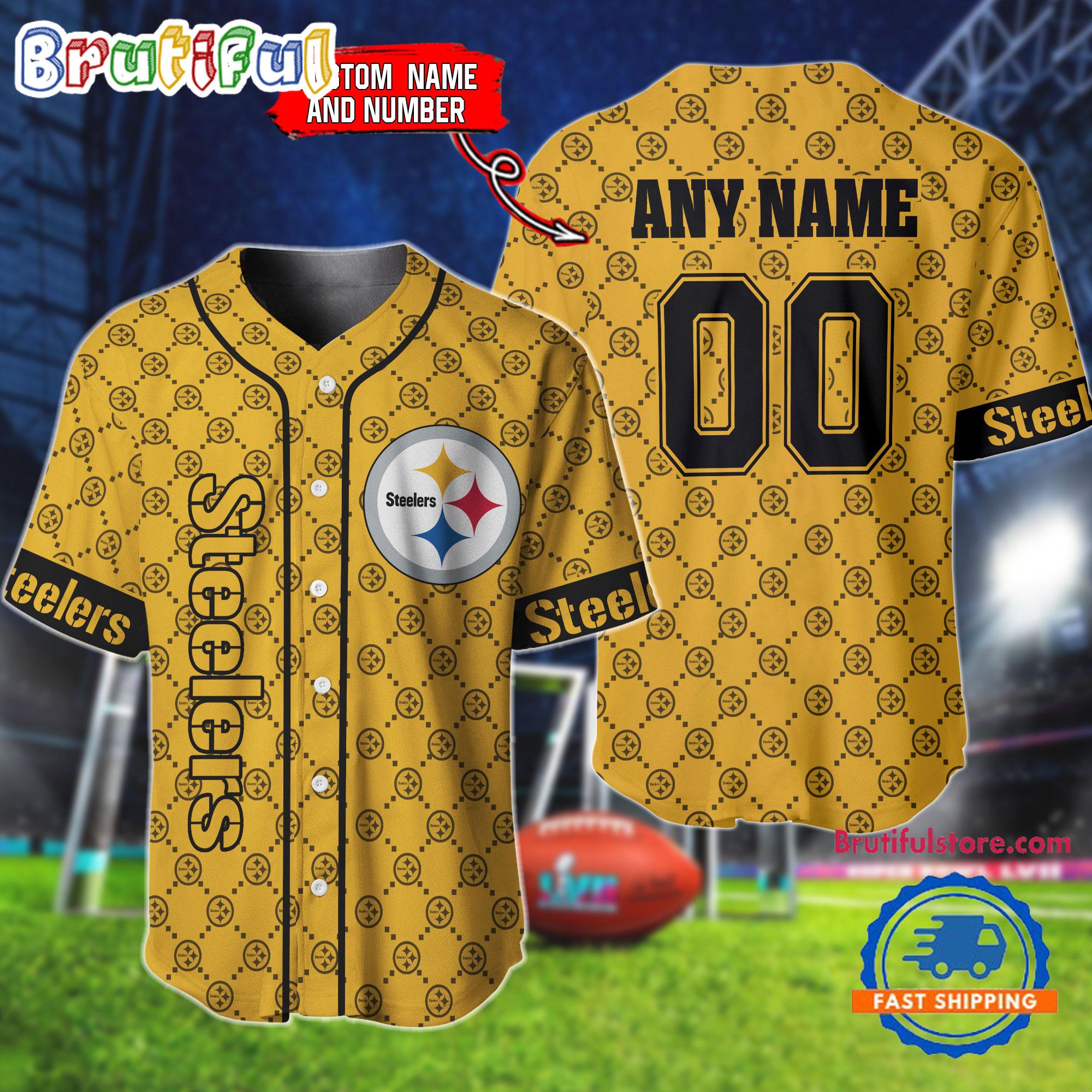 NFL Pittsburgh Steelers Logo Team Hologram Pattern Design Baseball Jersey