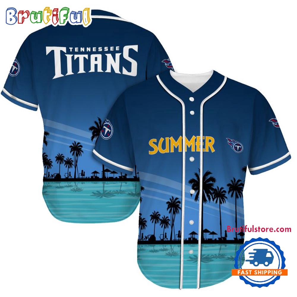 NFL Tennessee Titans Palm Trees Summer On The Beach Baseball Jersey