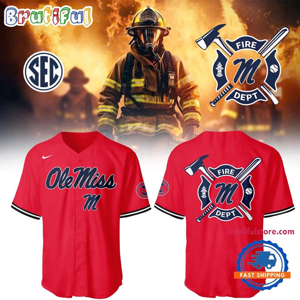 Ole Miss Rebels Baseball x Firefighter Appreciation Night 3D Print Jersey