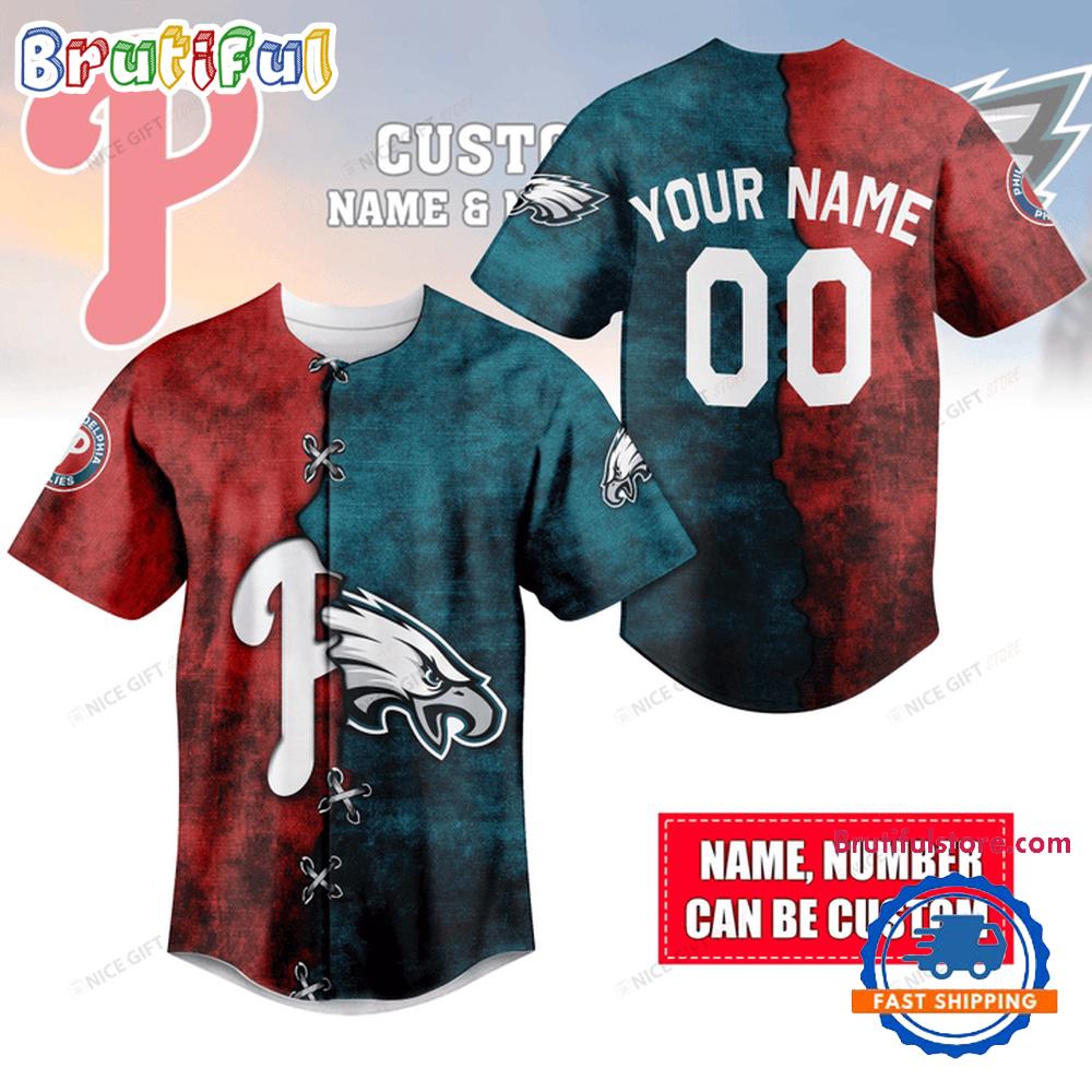 Philadelphia Phillies & Philadelphia Eagles Sport Team Custom Baseball Jersey