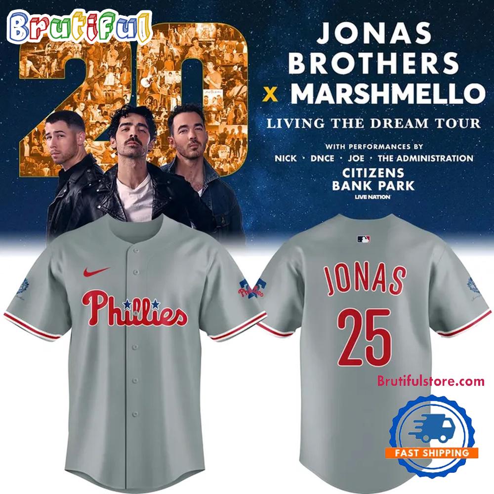 Philadelphia Phillies x Jonas Brothers JONAS20 Living The Dream Tour 2025 Jersey Shirt