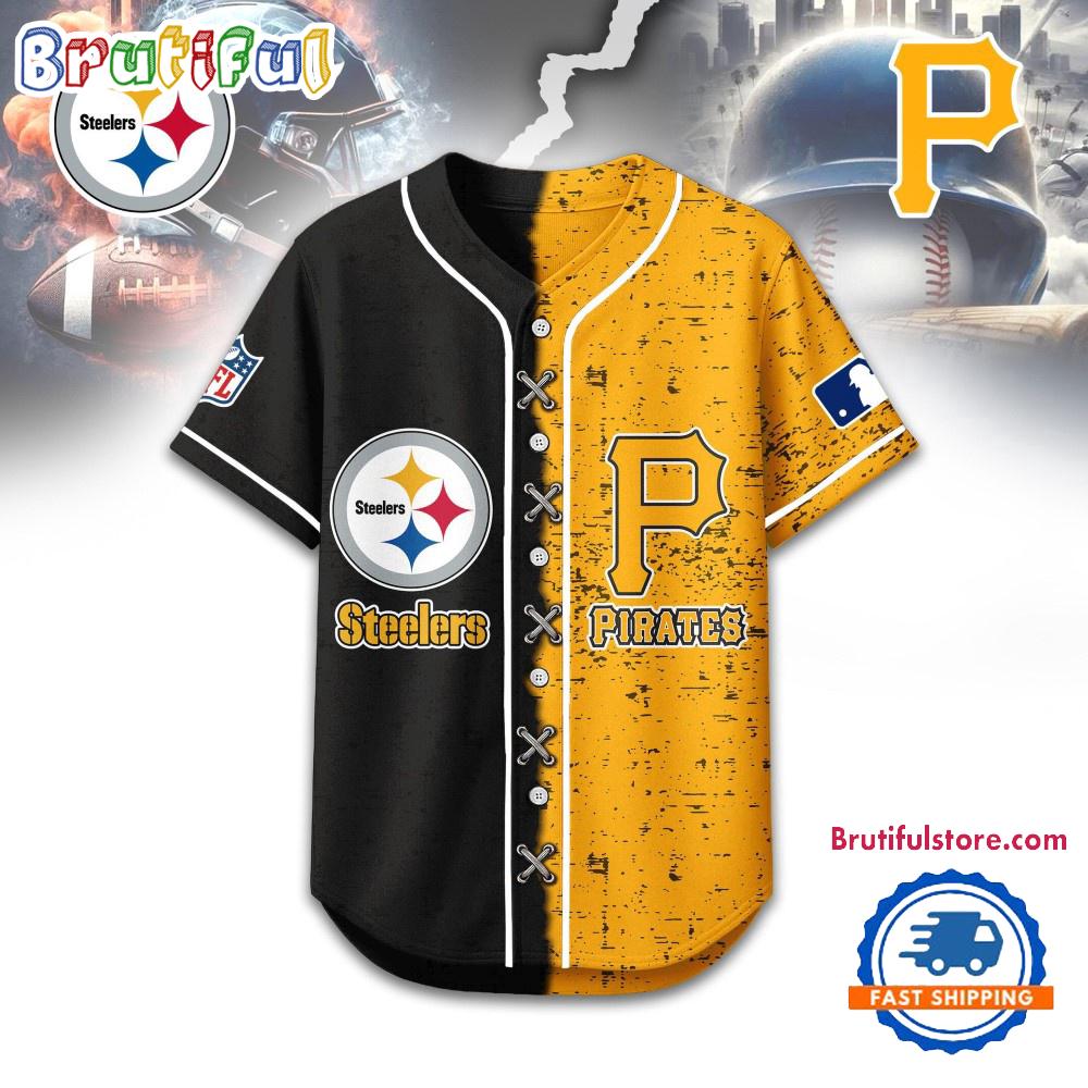 Pittsburgh Steelers Mix Pittsburgh Pirates Sporty New Design Baseball Jersey