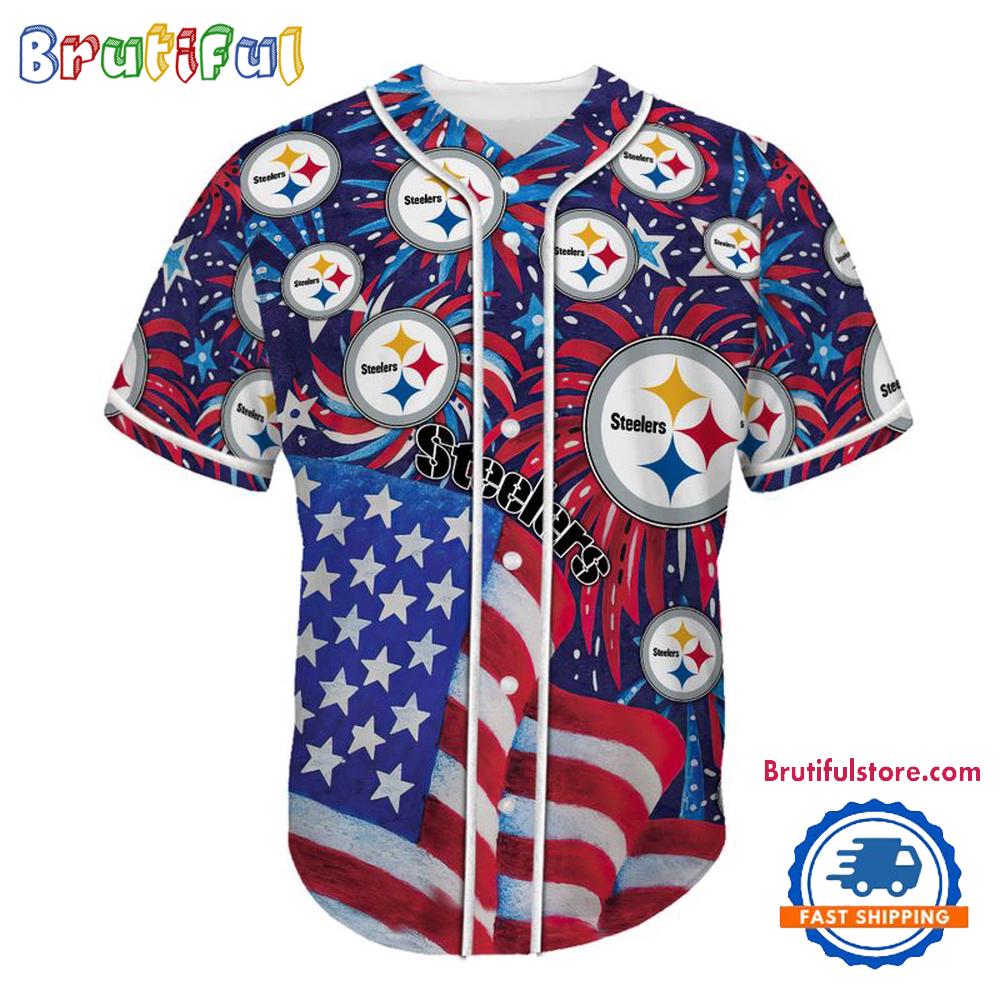 Pittsburgh Steelers USA Flag Independence Day Baseball Jersey, Sport Team 4th of July Jersey