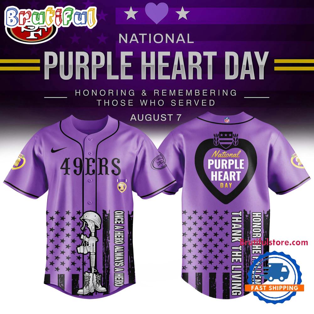 San Francisco 49ers Purple Heart Day Limited Edition Baseball Jersey