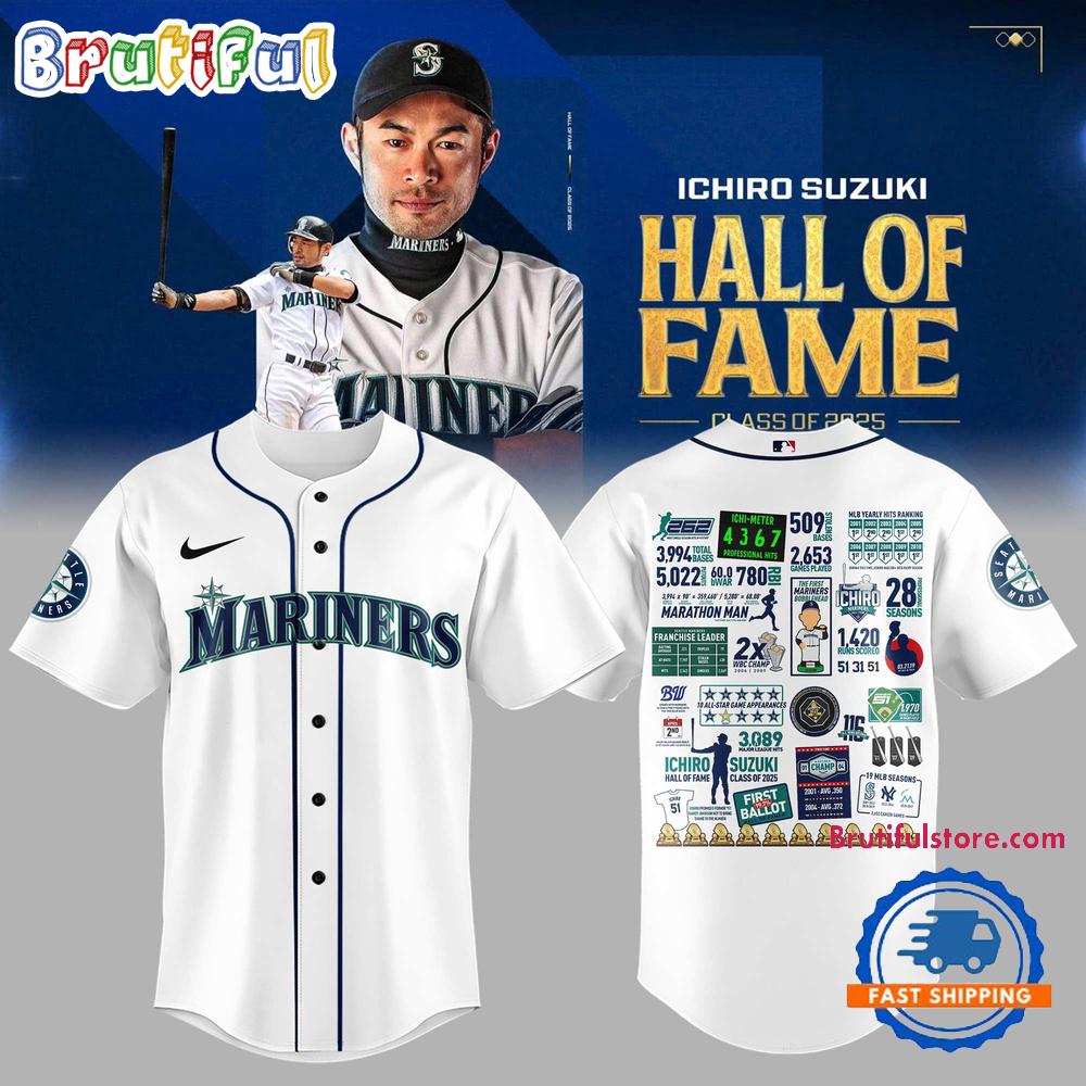 Seattle Mariners ICHIRO x Hall Of Fame Class of 2025 Baseball Jersey
