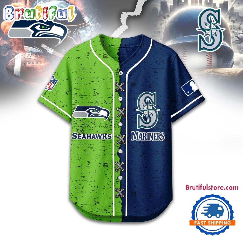 Seattle Seahawks Mix Seattle Mariners Sporty New Design Baseball Jersey