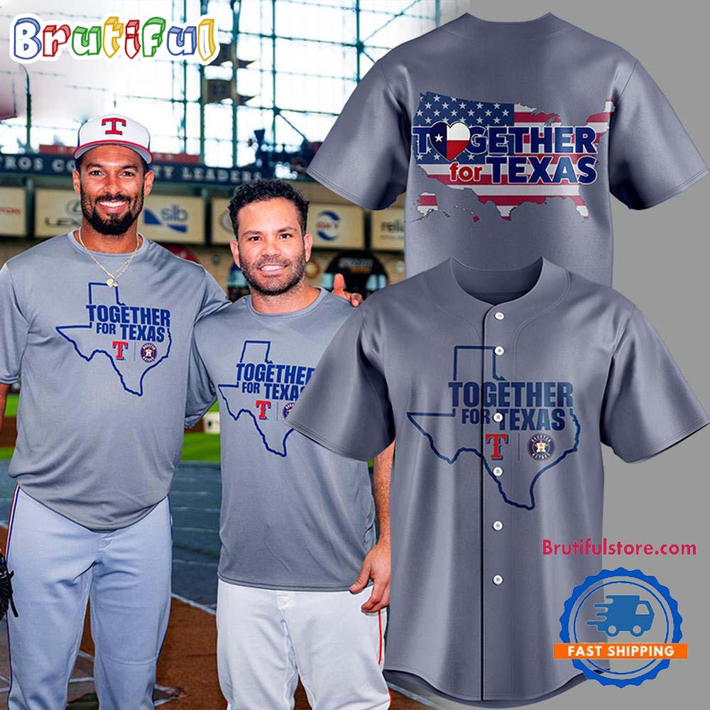 Together For Texas The Astros and Rangers 2025 Grey Baseball Jersey