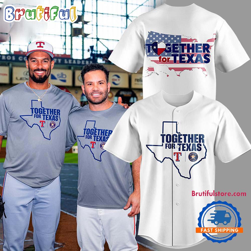 Together For Texas The Astros and Rangers 2025 White Baseball Jersey